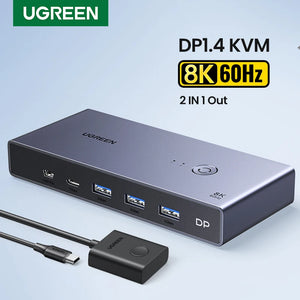 UGREEN 8K DP 1.4 KVM Switch – 2 PCs 1 Display & USB Share - TeleWorld Online