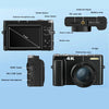4K Digital Camera for Photography and Video Autofocus Anti-Shake 48MP Compact Vlogging Camera 3'' 180° Flip Screen with Flash - TeleWorld